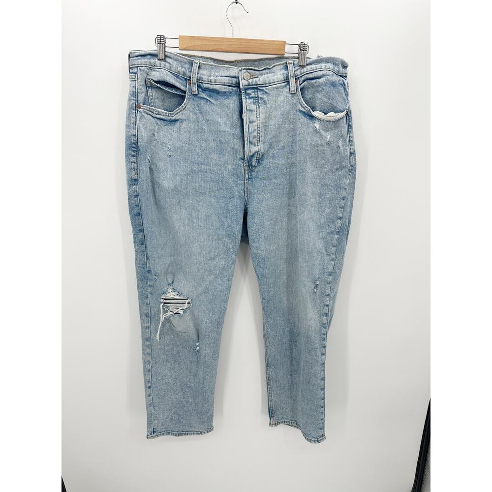 Old‎ Navy Womens Sky-Hi Straight Extra High Rise Light Wash Distressed Jeans 18
